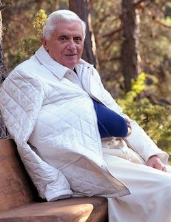 Papa,Finite le vacanze a Les Combes, a riposo con braccio rotto