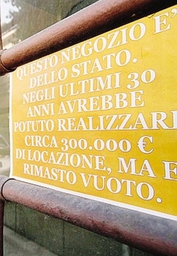 Il negozio è sfitto da trent’anni
Ma Roma paga e ci rimette i soldi