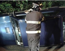 Troppo alcool e l’auto si ribalta