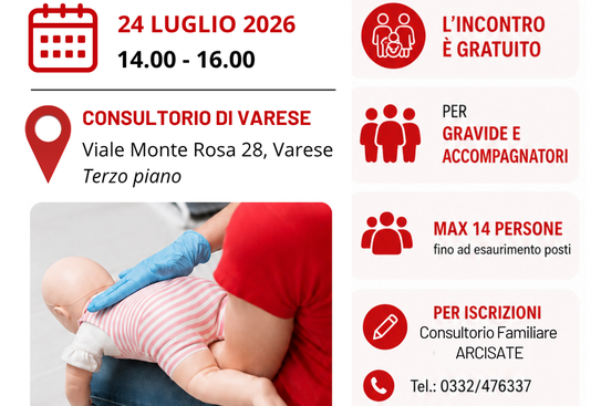 Varese, il 24 luglio un incontro per tutti sulle manovre salvavita per la sicurezza dei bambini