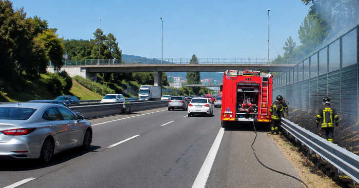 Fiamme lungo l’A8 tra Castronno e Gazzada: incendio di sterpaglie, traffico rallentato verso Varese