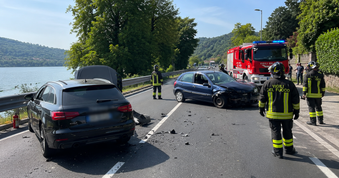 Scontro tra due auto sulla SP1 a Gavirate: tre feriti, traffico sotto controllo