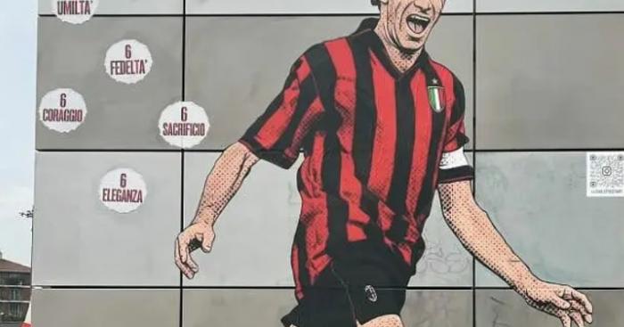 Milano, restaurato il murale di Franco Baresi davanti a Casa Milan: l’opera adesso è più grande