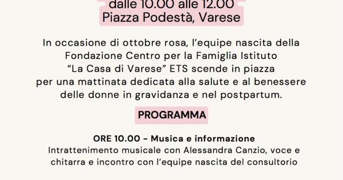 Varese, in piazza un’iniziativa dedicata alla salute delle donne in gravidanza e dopo il parto